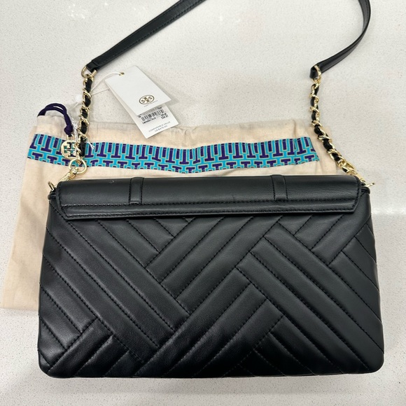 TORY BURCH Alexa Clutch (Black) w/ Gold Chain Strap - Picture 6 of 7